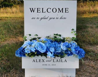 Welcome Sign Flower Box Decal, Custom Flower Box Decal, Flower Box Wedding Welcome Sign, Welcome Sign Decal, Wedding Decal, We're glad