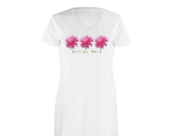 Women's Nightshirt/ Women's Loungewear/Dahlia Rose Design/ T-shirt dress/ Gardener