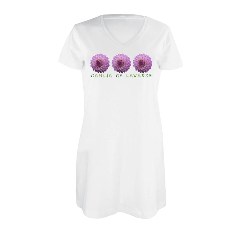 Women's Nightshirt/ Women's Loungewear/Dahlia De Lavande Design/ T-shirt dress/ White cotton shirt Bild 2