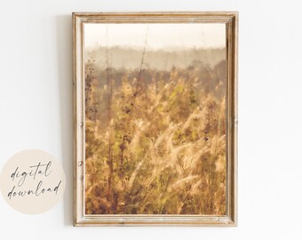 Rye Field Landscape Printable, Country Life Digital Fine Art, Cottagecore Aesthetic Wall art, Neutral Nature Print