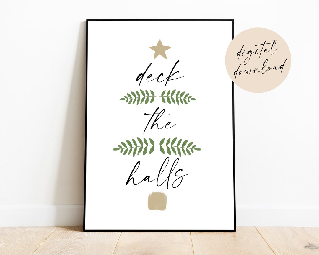 Deck the Halls Digital Download Minimalist Printable Artwork Christmas 
