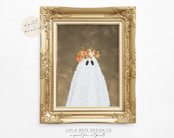 Girly Ghost Fine Art Print, Viral Trending Ghost Portrait, Vintage Style Halloween Wall Art Painting