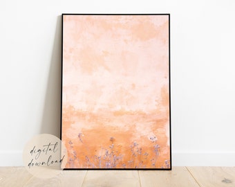 Pink Abstract Printable Wall Art | Boho Fine Art Download | Lavender Floral Print | Peach and Purple Painting | Minimalist Modern Decor