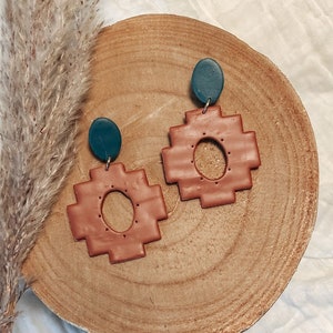 Boho Winter Ember | handmade polymer clay earrings | dangle boho earrings | polymer clay and nickel-free brass