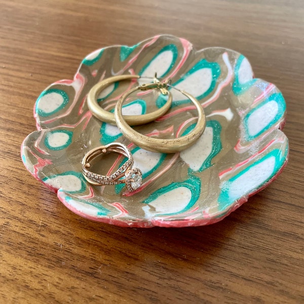 Large Scalloped Polymer Clay Trinket Dish