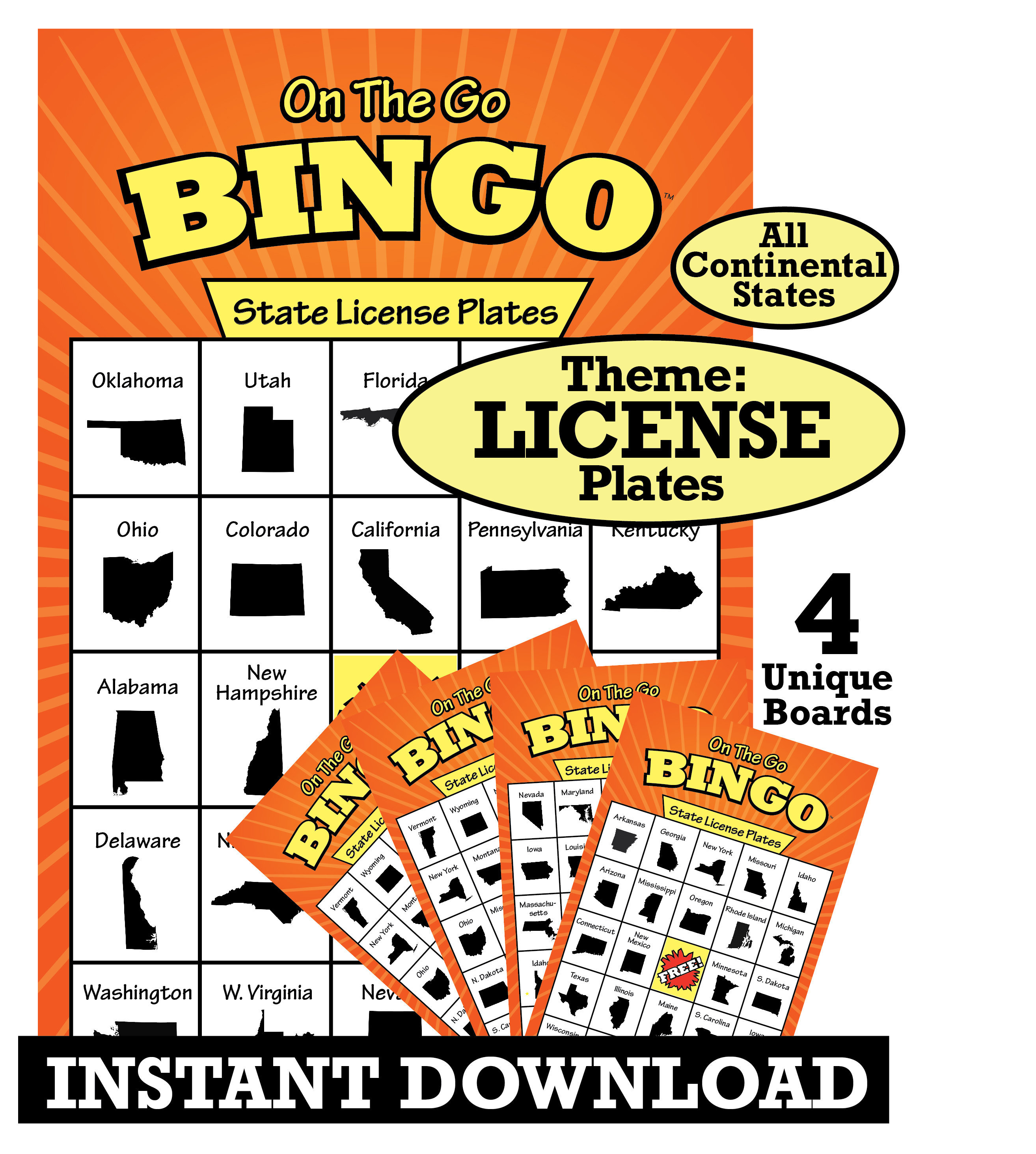 License Plate Travel Bingo Game 48 States of Continental US Etsy