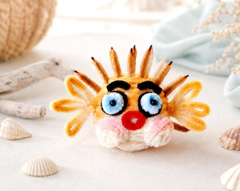 Puffer chenille fish, Blowfish, Pipe Cleaners, Colorful spiky ocean fish, Beach house, Aquarium, Sea Creature - Pufflebean