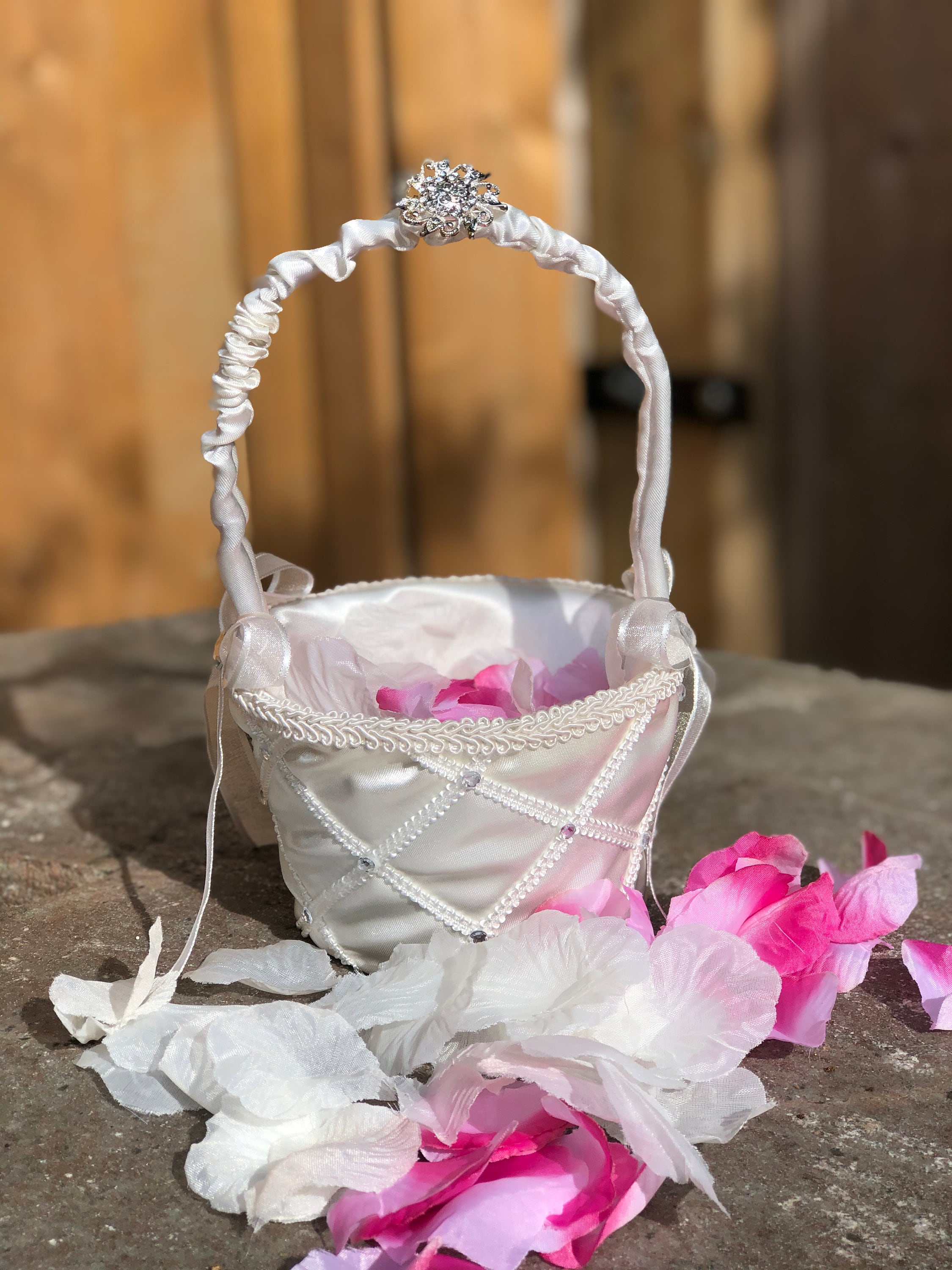Rhinestone Elegant Petal fill Flower Girl Basket Etsy