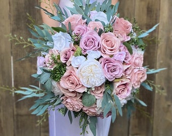 Blush bride Bouquet, blush and cream bridal bouquet, blush bouquet, blush wedding bouquet, blush rose bouquet, Blush bridesmaids bouquet