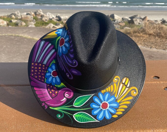Hand Painted Hat Painted Straw Hat Straw Hat Mexican Hat Etsy