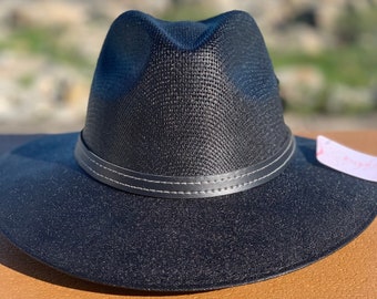 Panama Hat Straw Indiana Hat Beach Hat For Woman Beach Hat and Men Beach Hat Black