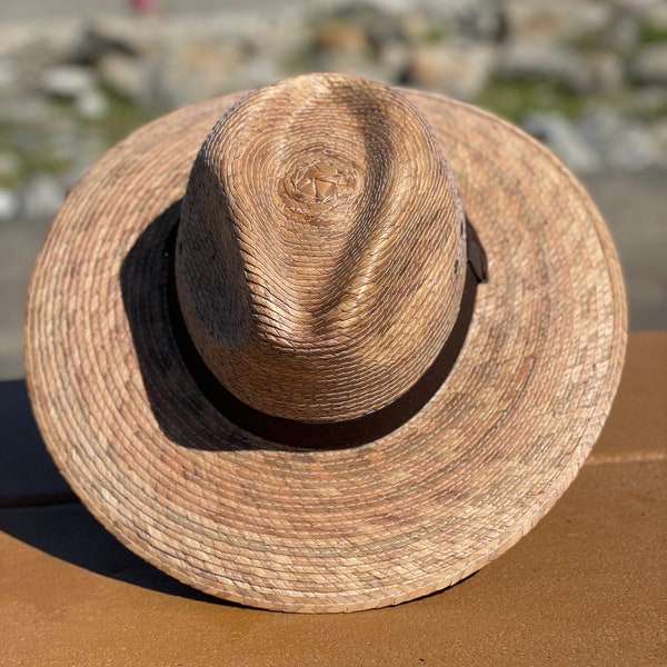Panama Straw Hat Wide Brim Fedora Panama Palm Hat with Chin Strap Sahuayo Palm Indiana Hat for Men and Woman Hat Beach Hat and Hat Palm Hat