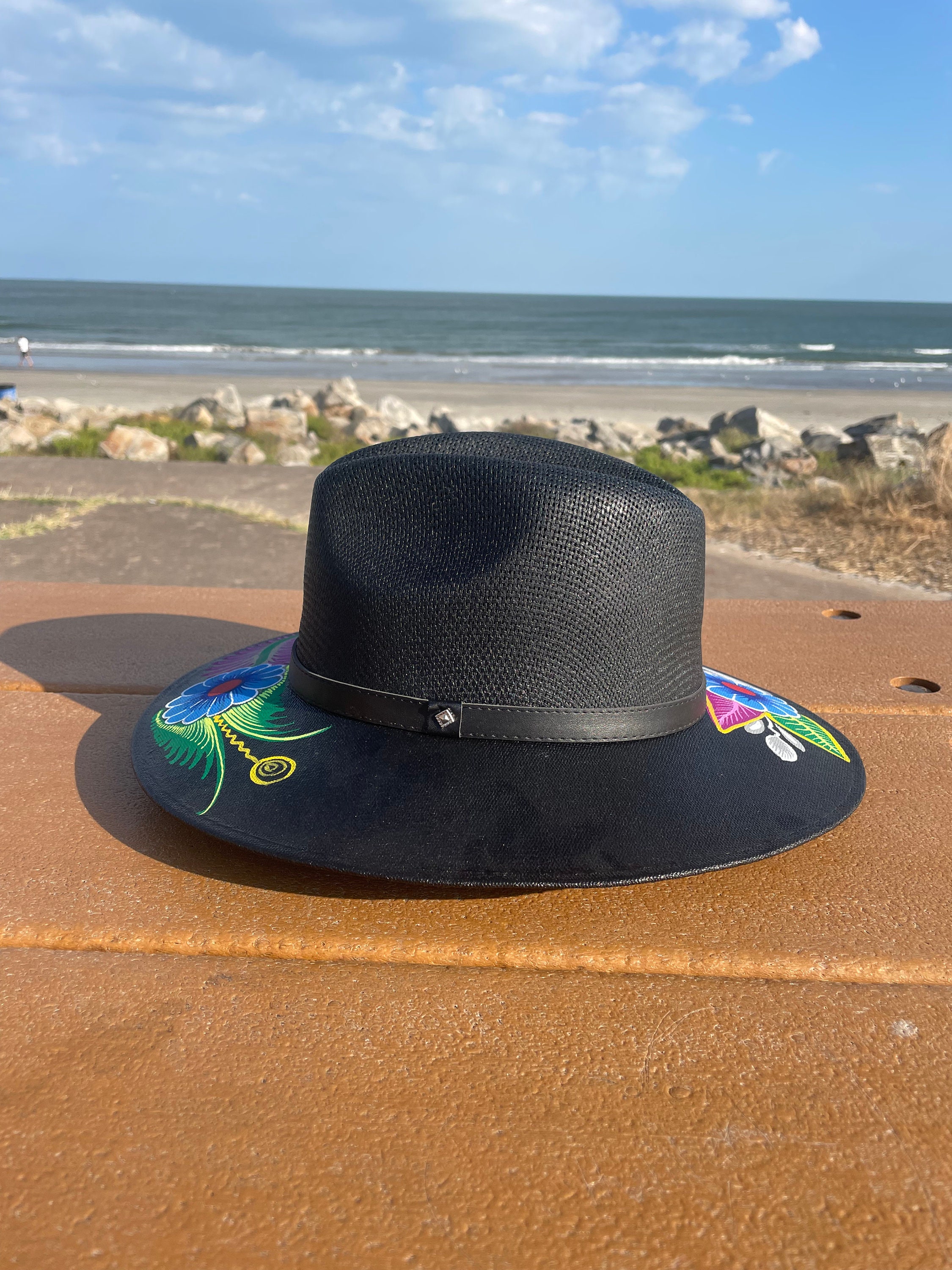 Hand Painted Hat Painted Straw Hat Straw Hat Mexican Hat Etsy