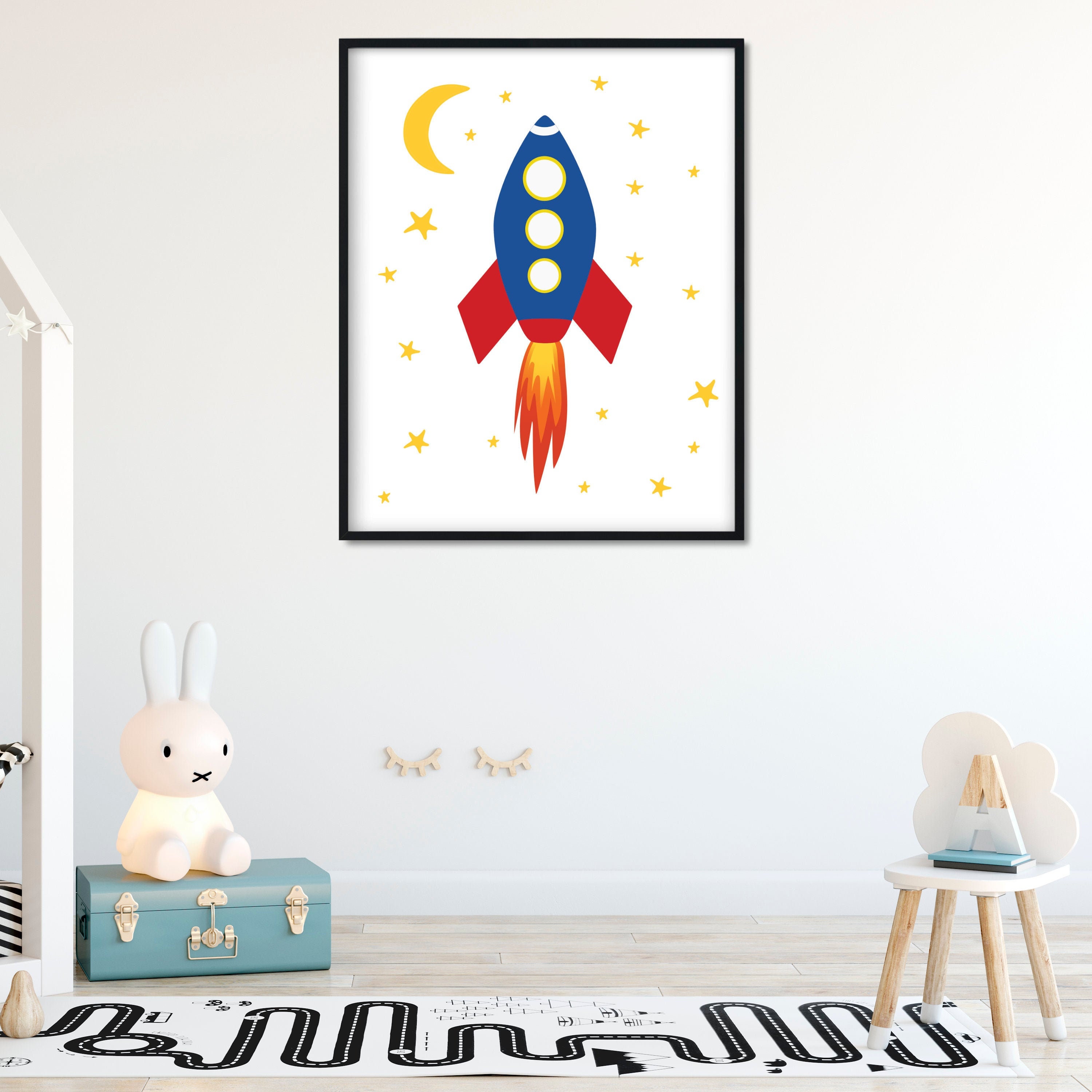 Rocket Ship Colorful Rocket Kids Room Wall Art Downloadable | Etsy
