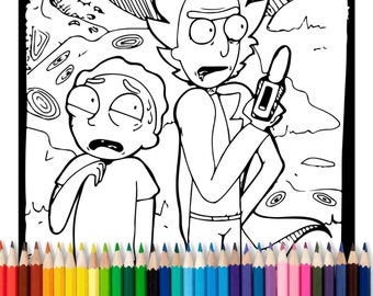 Coloring Rick Morty Etsy