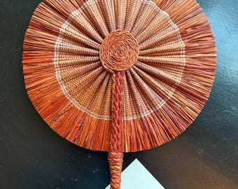 Fan Hand Laranja Marrom Natural Filipinas Abenico 42026