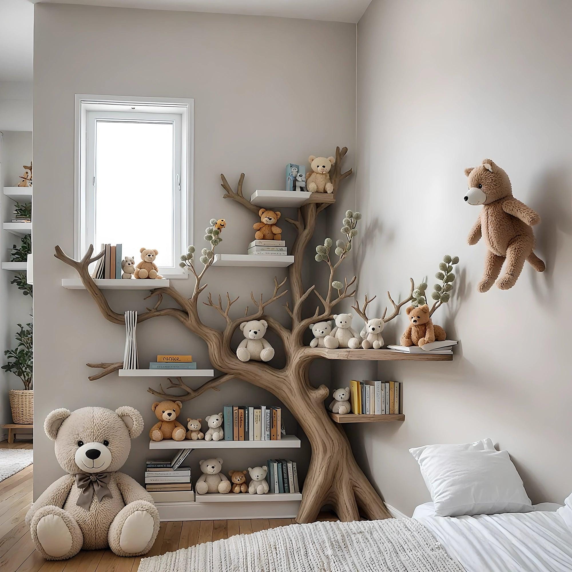 Tree Branch Artistic solid wood bookshelf for children - Natural wood creates bedroom highlight