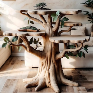 Tree Shaped Coffee Table, Wooden Coffee Table, Unique Living Room Furniture, Rustic Home Decor, Nature Inspired Solid wood