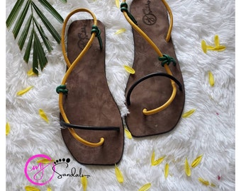 Tianna, skórzane sandały, ręcznie robione na Jamajce, dla miłośnika butów, prezent urodzinowy lub rocznicowy, strój na co dzień