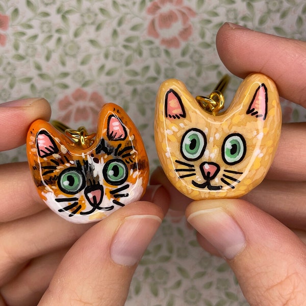 Custom Cat Keychain or Pin, Order YOUR Cat, Polymer Clay
