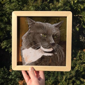 Art Print, Gray and White Fluffy Cat, Signed and Numbered