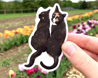 Calico and tortie, Two cats, Premium Vinyl