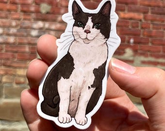 Tuxedo cat with black and white fur, Premium Vinyl Sticker