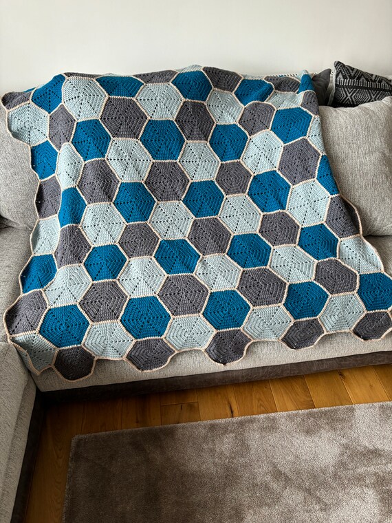 六角形 パッチワーク の ブランケット