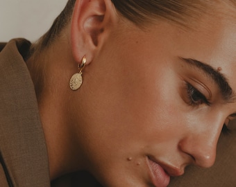 Gold Sun Hoop Earrings | Sunshine Earrings | Gold Hoops with Pendant | Gift for Her