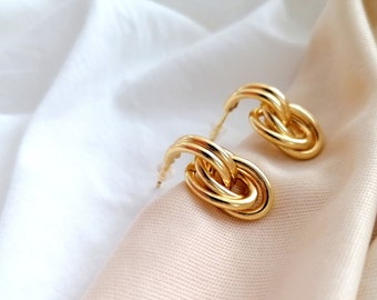 Knot Earrings Gold | Knot Studs Statement Gold | Knotted Gold Earrings