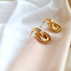 Knot Earrings Gold | Knot Studs Statement Gold | Knotted Gold Earrings