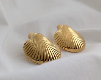Gold Shell Stud Earrings | Seashell Earrings Gold | Ocean Themed Earrings | Jewelry for Summer Outfits | Beach Earrings | Summer Jewelry