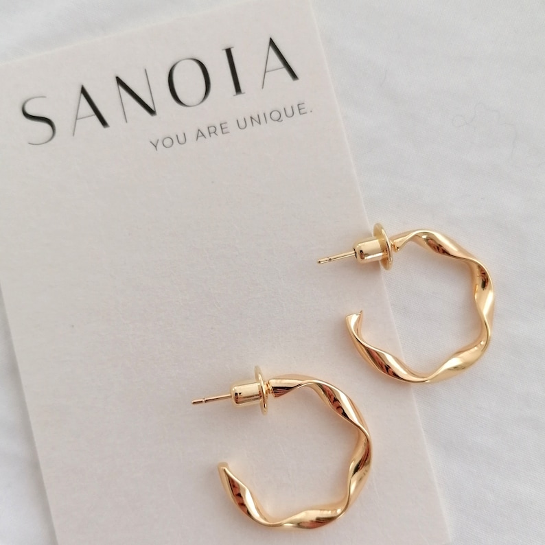 Golden Hoops Earrings Gold Twisted Hoop Earrings Gold Gold Hoop Earrings image 9