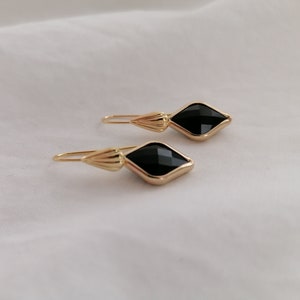 Black Gold Earrings Black Stone Earrings Nickel free Earrings Black Earrings Women image 6