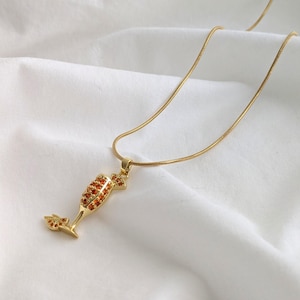 Cocktail Glass Necklace | Stainless Steel Necklace | Gifts for Cocktail Lovers | Statement Necklace Gold | Summer gifts for women