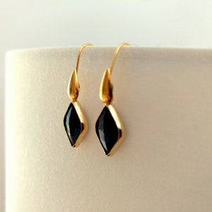 Black Gold Earrings Black Stone Earrings Nickel free Earrings Black Earrings Women image 2