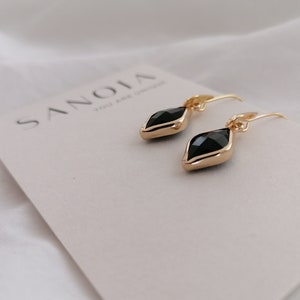 Black Gold Earrings Black Stone Earrings Nickel free Earrings Black Earrings Women image 9