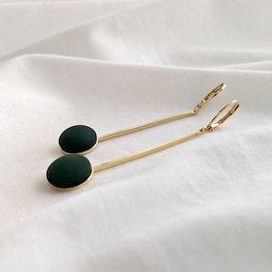 Dark Green Earrings | Large Emerald Earrings | Long Dangle Earrings | Green Stone Earrings Gold | Statement Jewelry