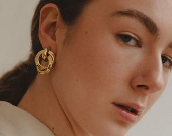 Chunky Gold Earrings | Gold Twist Earrings | Gold Statement Earrings | Gold Knot Earrings | Jewelry Gifts Women | Special Occasion Jewelry