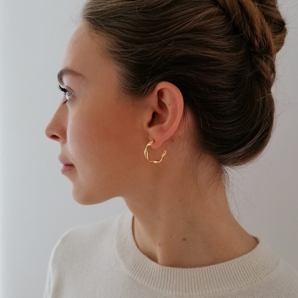 Golden Hoops | Earrings Gold | Twisted Hoop Earrings Gold | Gold Hoop Earrings