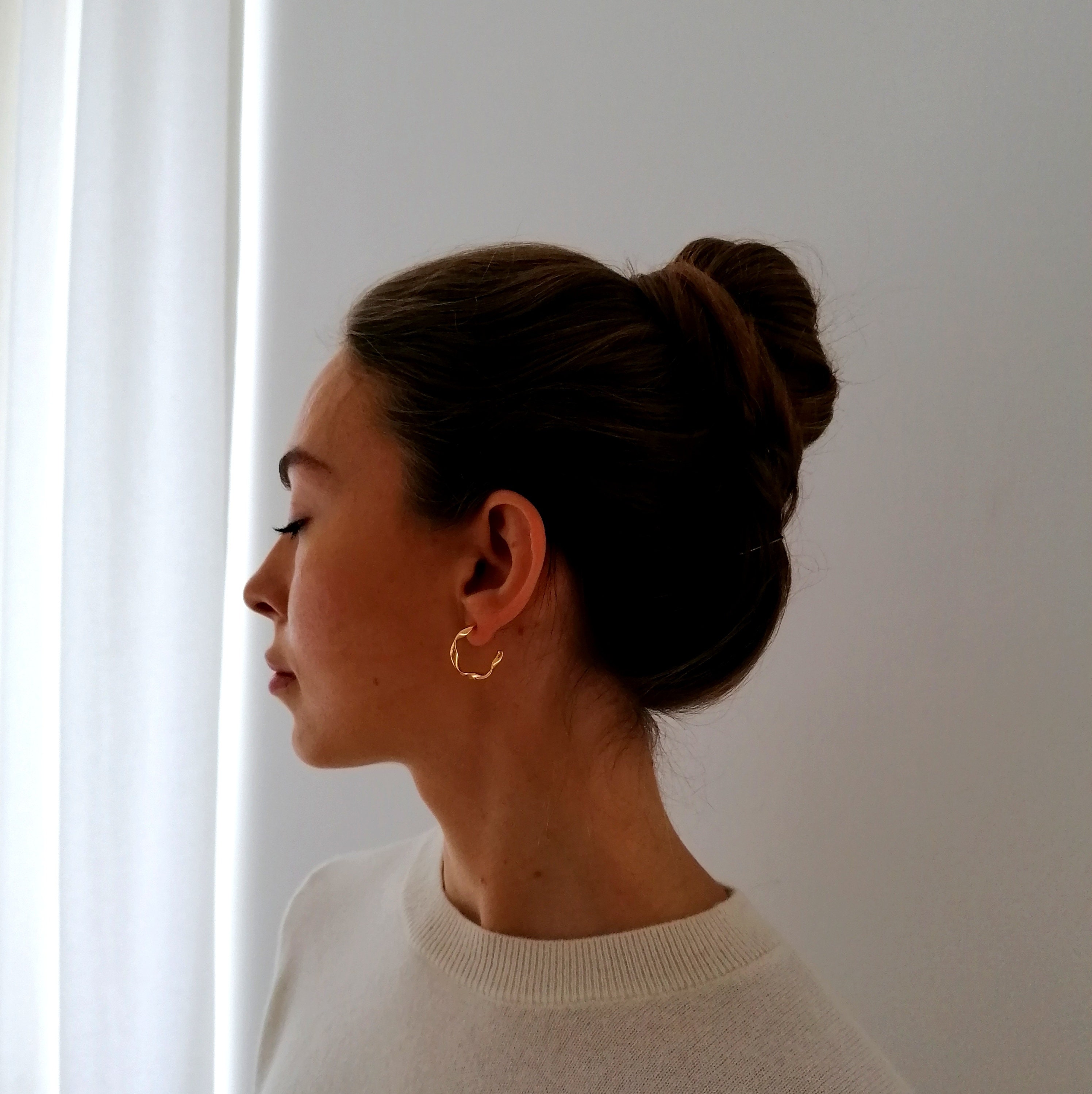 Creolen, Gold, Rund, Gedreht, Moderne Ohrringe, Minimalistisch, Hoops