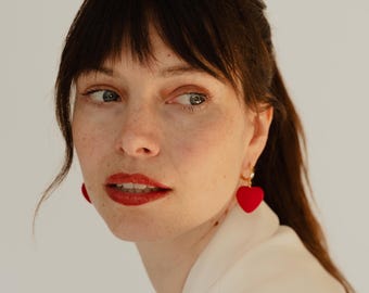 Red Heart Earrings | Romantic Earrings | Heart Shaped Earrings | Love Earrings | Red Statement Earrings | Mothers Day Jewelry