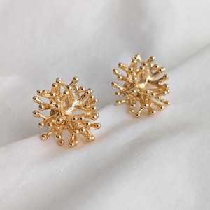 Coral Ear Studs Gold | Coastal Earrings | Vacation Jewelry | Ocean Themed Earring | Marine Jewelry | Gold Stud Earrings | Statement Earrings