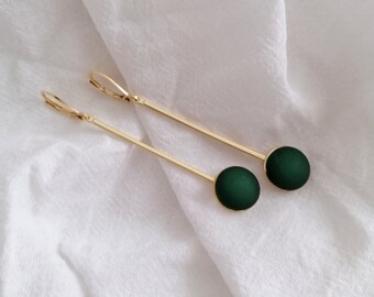 Pendientes Verde Oscuro | Pendientes largos de oro | Pendientes Esmeralda | Pendientes Llamativos Oro | Pendientes colgantes de oro