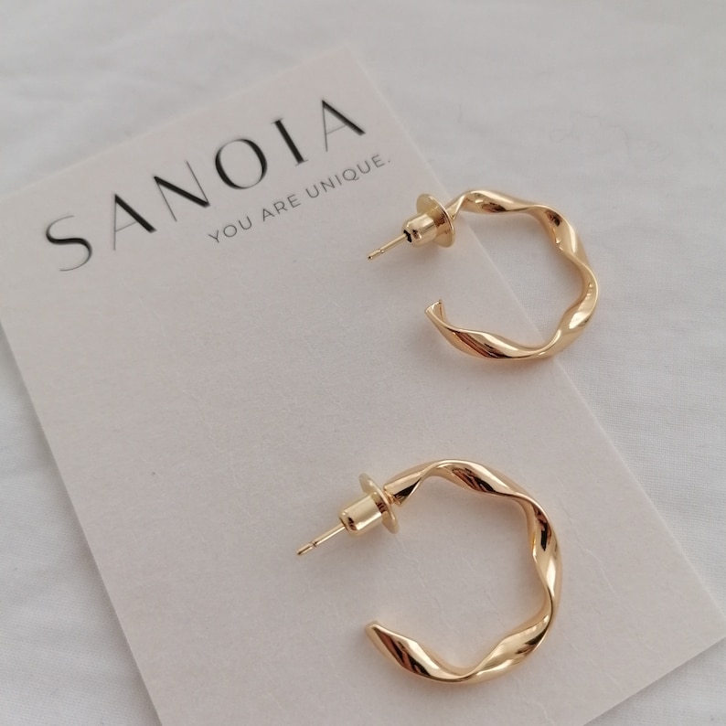 Golden Hoops Earrings Gold Twisted Hoop Earrings Gold Gold Hoop Earrings image 8