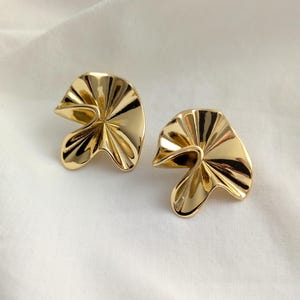 Gold Statement Earrings | Big Gold Earrings | Large Gold Stud Earrings | Chunky Gold Earring | Jewelry Gift Women | Special Occasion Jewelry