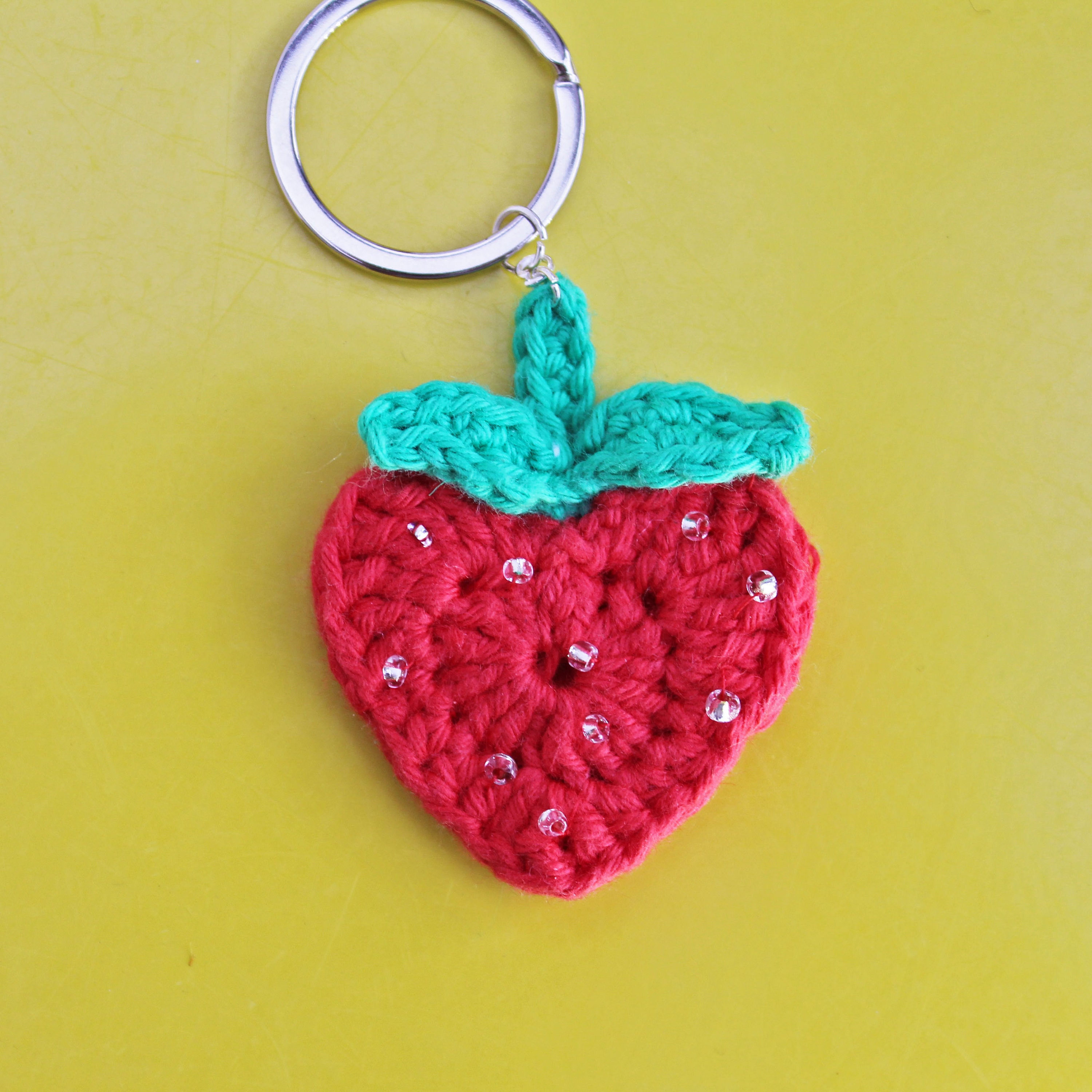 Handmade Strawberry crochet keyring Etsy