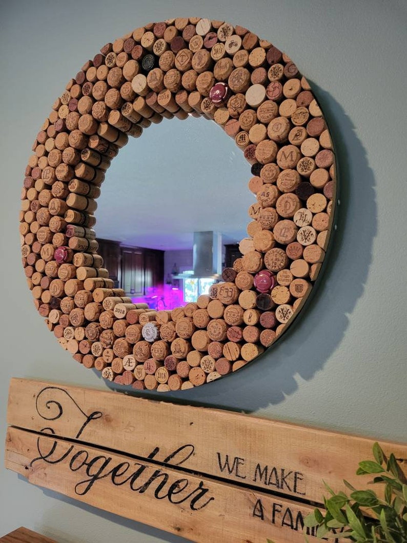 21inch Wine and Champagne Cork Mirror / Wine Wall Hanging Art Etsy