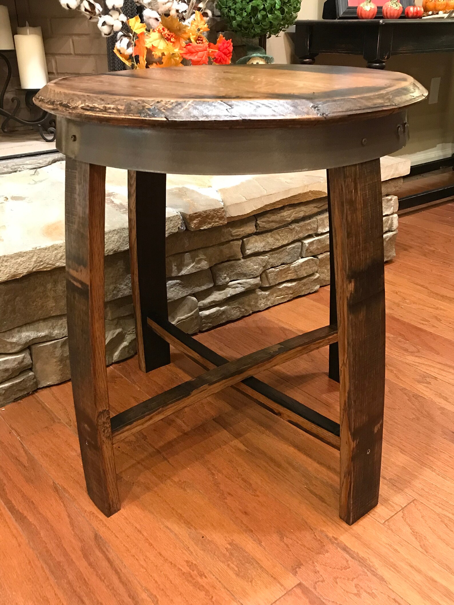 Whiskey Barrel Table Barrel Table Whiskey Barrel End Table Etsy