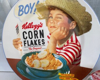 Boy on Cereal Box On Sale 1986 Kelloggs Nostalgia Collection 8.5 inch Collectible Plate Series #1